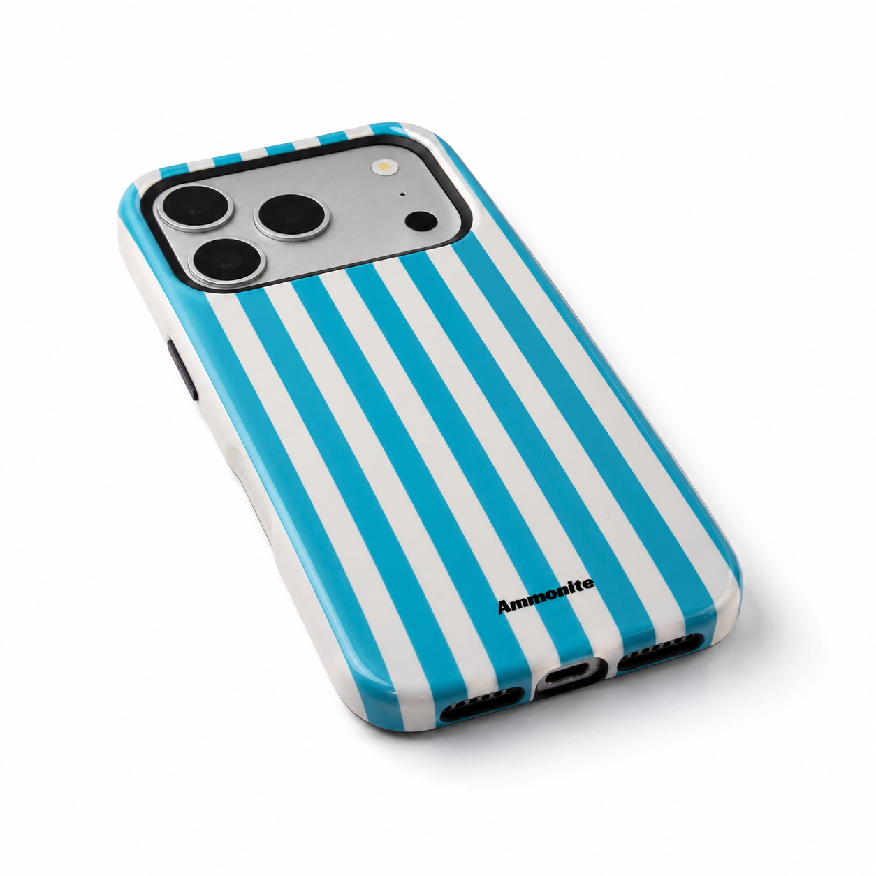 Ammonite Blue & White Striped iPhone 17 Pro Case Slim Protective Phone Cover
