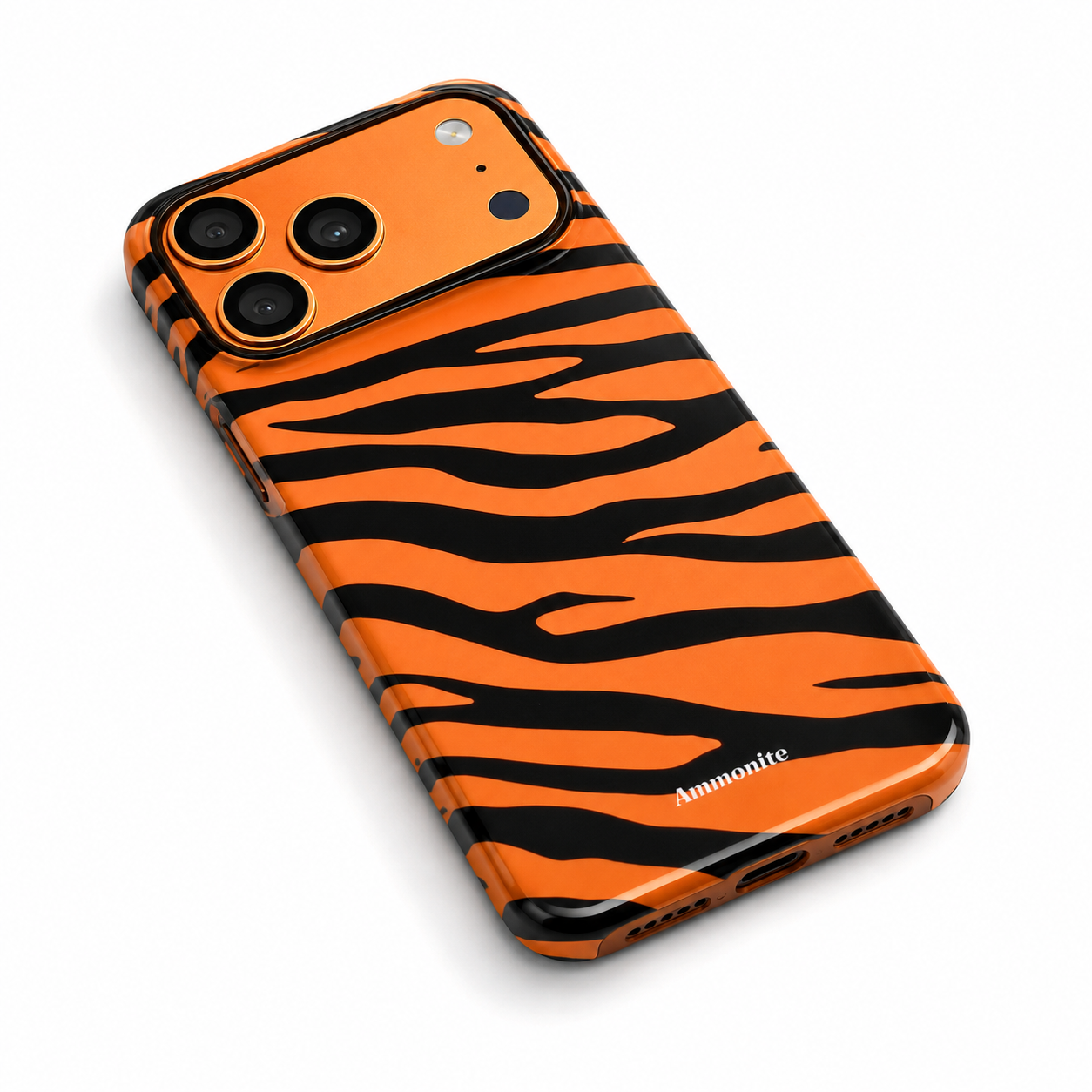Ammonite Orange & Black Tiger Stripe iPhone 17 Pro Case  Slim Protective Phone Cover