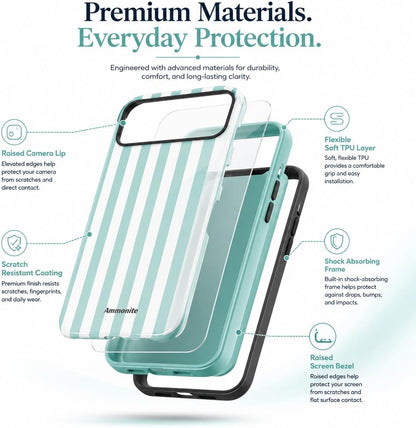 Ammonite Tiffany Blue Striped Case for iPhone 17 Pro Max