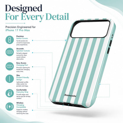 Ammonite Tiffany Blue Striped Case for iPhone 17 Pro Max