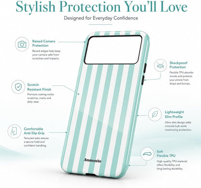 Ammonite Tiffany Blue Striped Case for iPhone 17 Pro Max