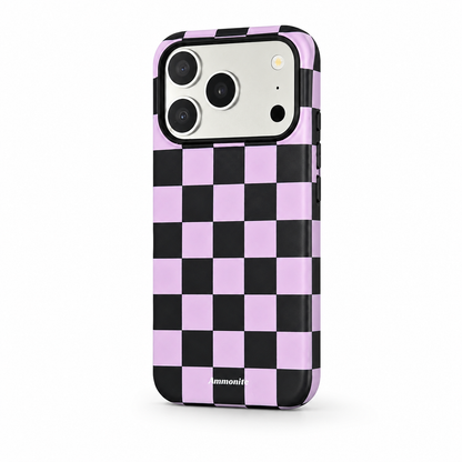 Ammonite Lavender & Black Checkered iPhone 17 Pro Case Slim Protective Phone Cover