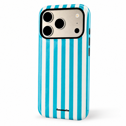 Ammonite Blue & White Striped iPhone 17 Pro Case  Slim Protective Phone Cover