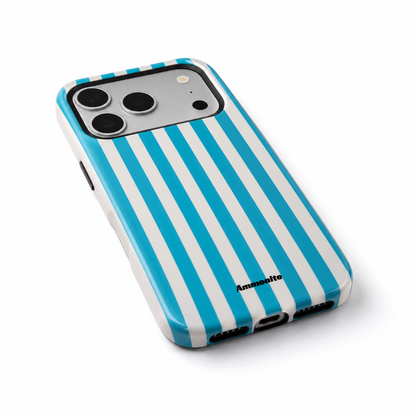 Ammonite Blue & White Striped iPhone 17 Pro Case  Slim Protective Phone Cover
